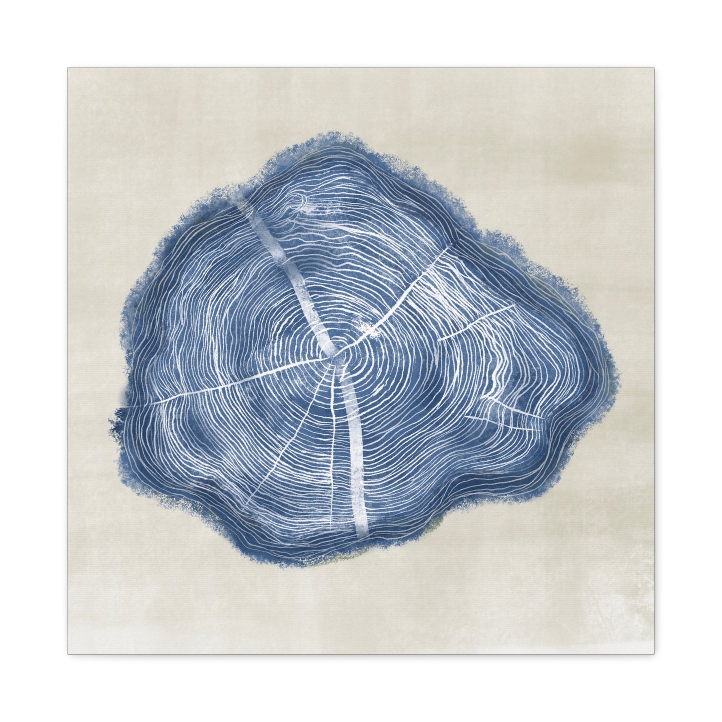 Nature-Inspired Wall Art - Blue Tree Ring Canvas